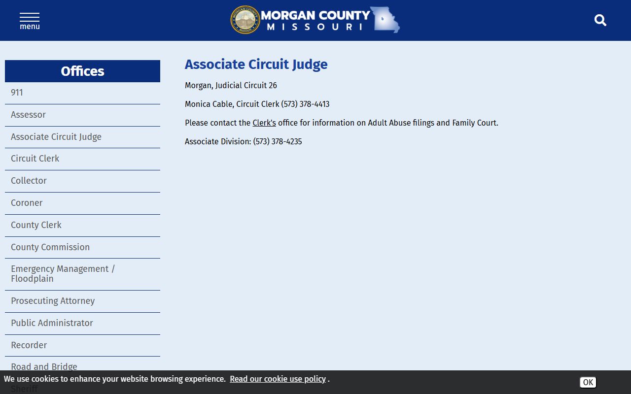 Morgan County court dockets Judicial Circuit 26 associate division contacts