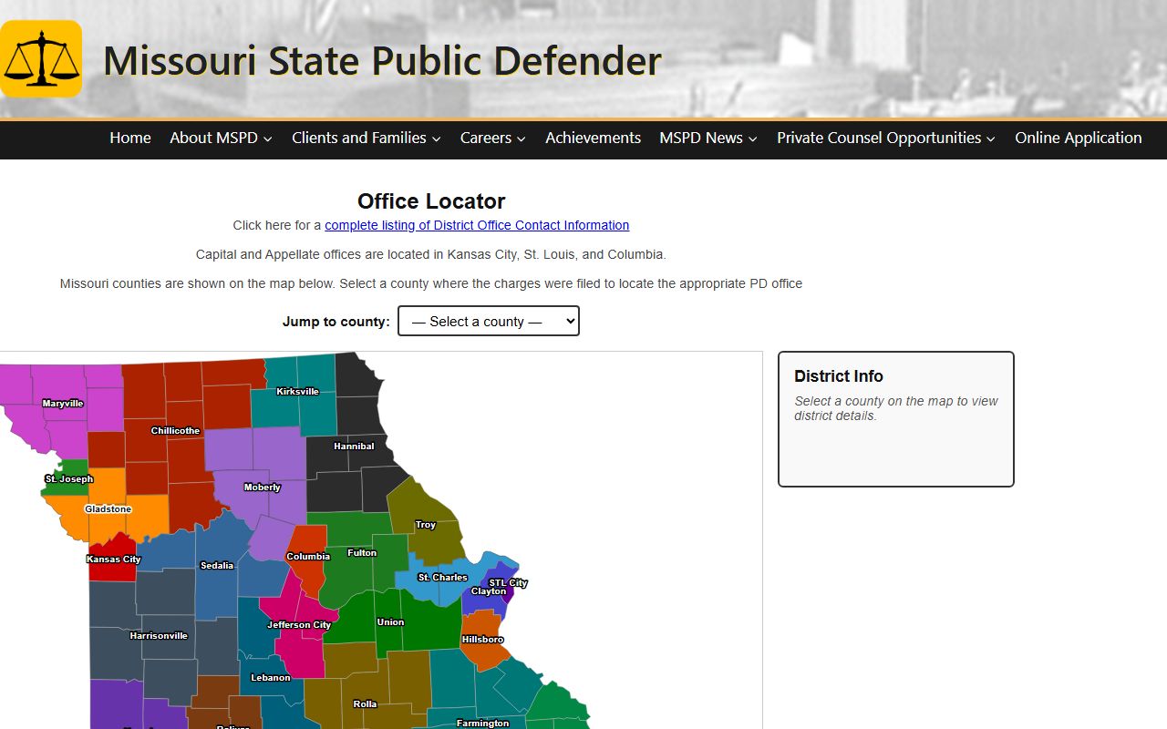 Morgan County criminal court records Missouri State Public Defender office locator