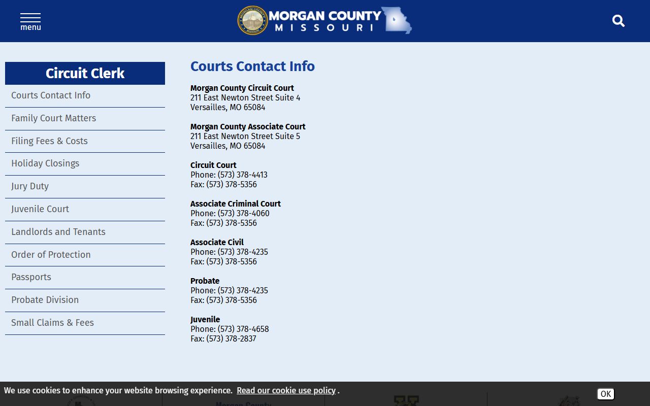 Morgan County court records court division addresses and phone numbers