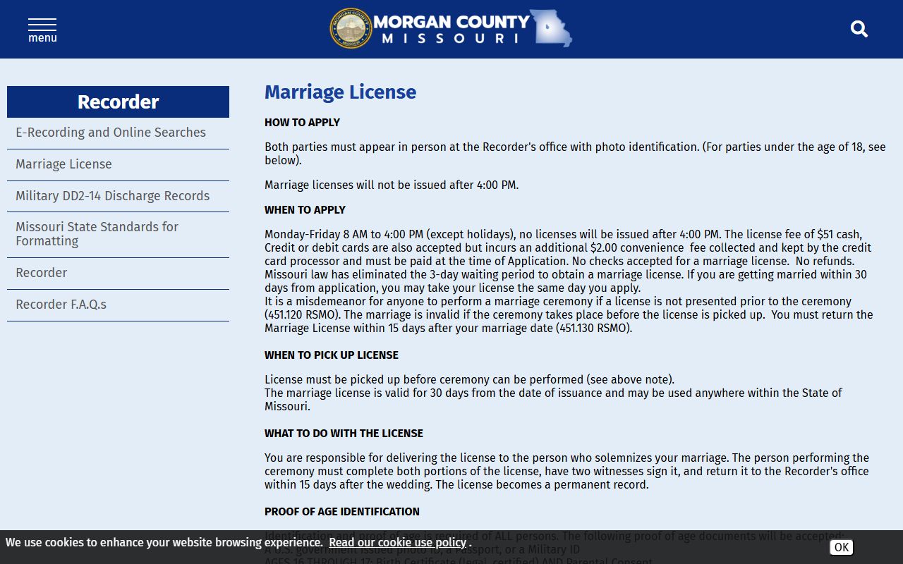 Morgan County marriage records license and certified copy process
