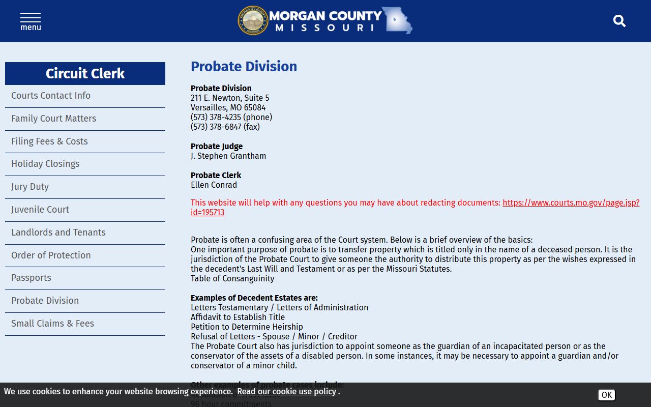 Morgan County probate records Probate Division page